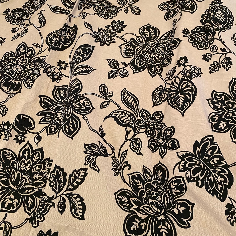 Black & Cream Floral Curtains